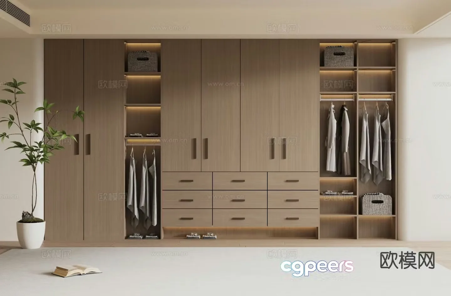 modern wardrobe wooden wardrobe 3d model
