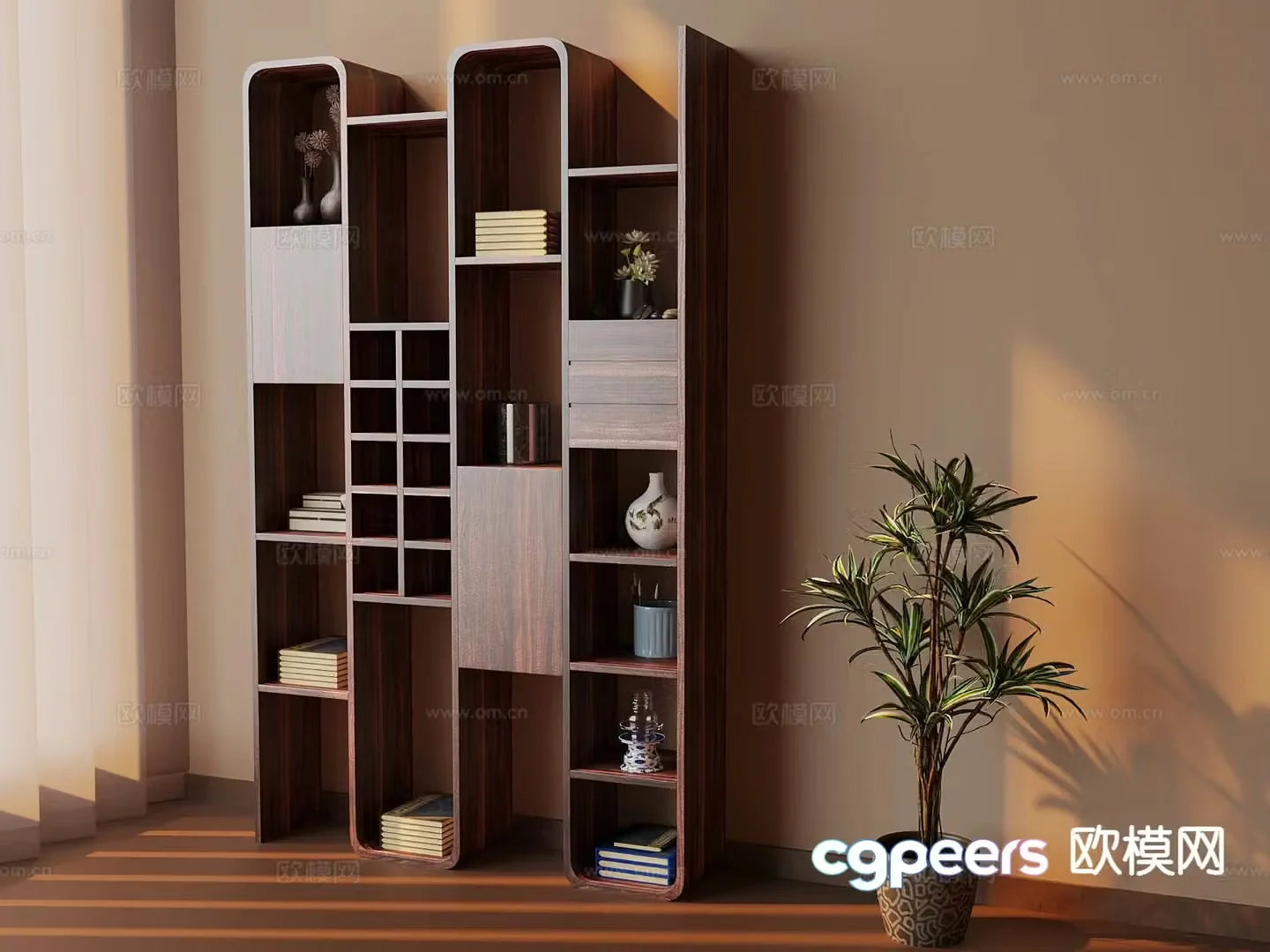 Medieval style bookshelf shelf 3d model