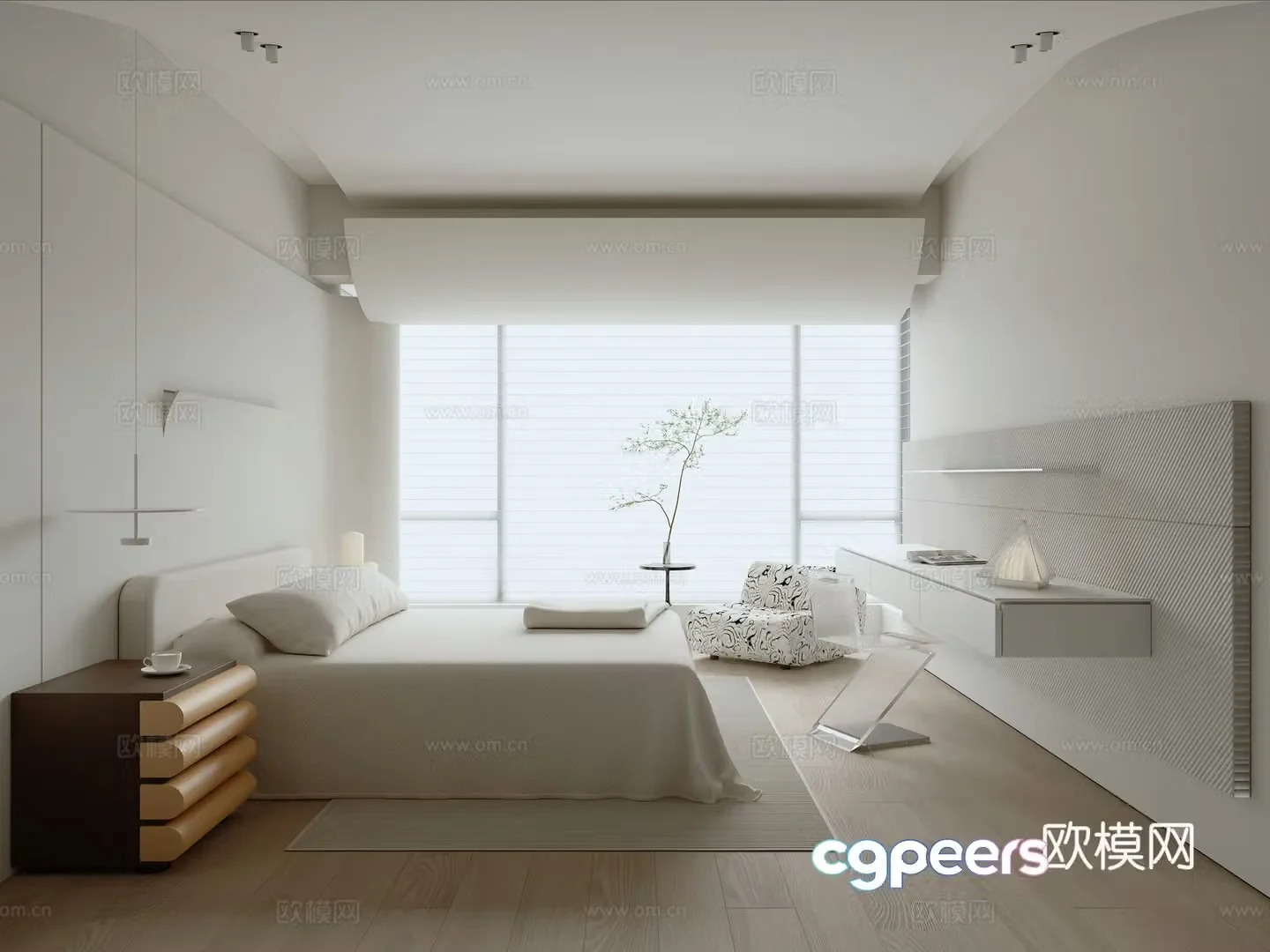 Modern minimalist bedroom 3d model