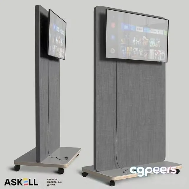 3ds Max Free – Mobile whiteboard with acoustic panel function ASKELL Mobile 3MA100170