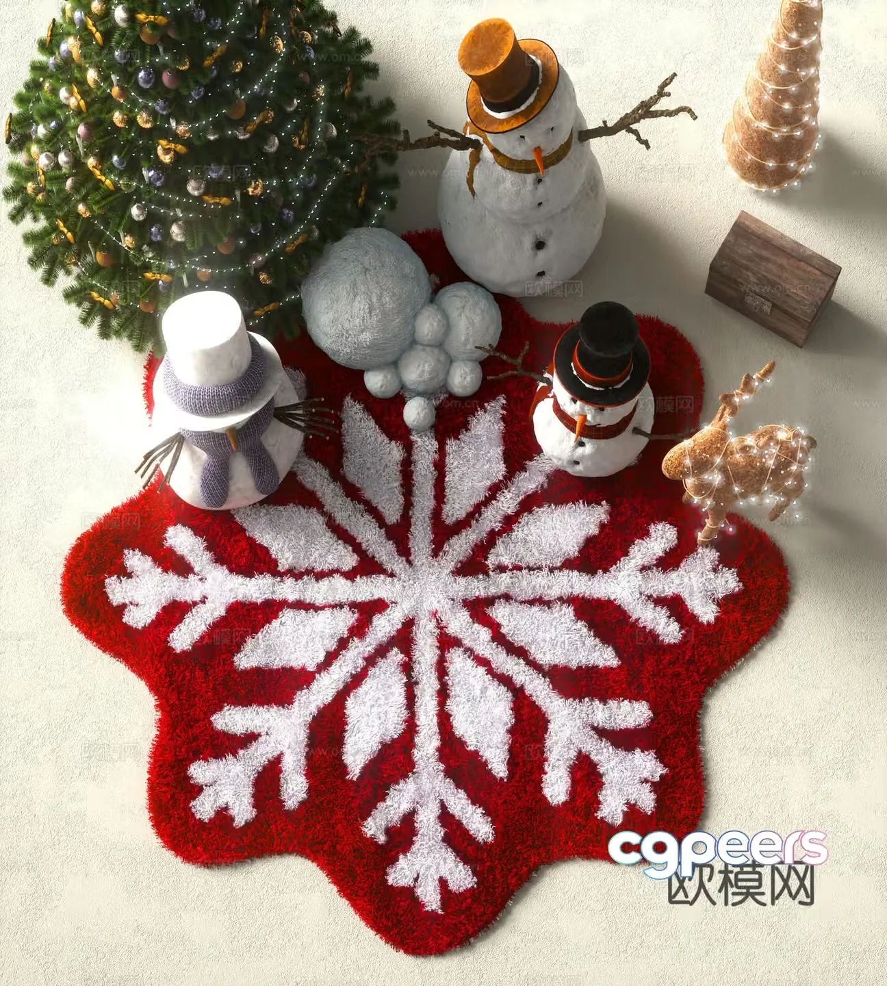 Modern snowflake shaped carpet Christmas decoration 3D model