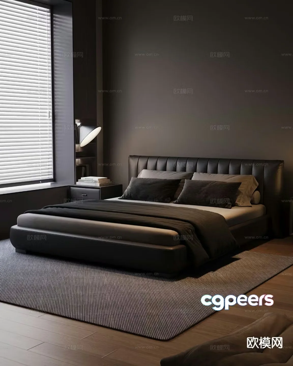 Italian double bed 3d model