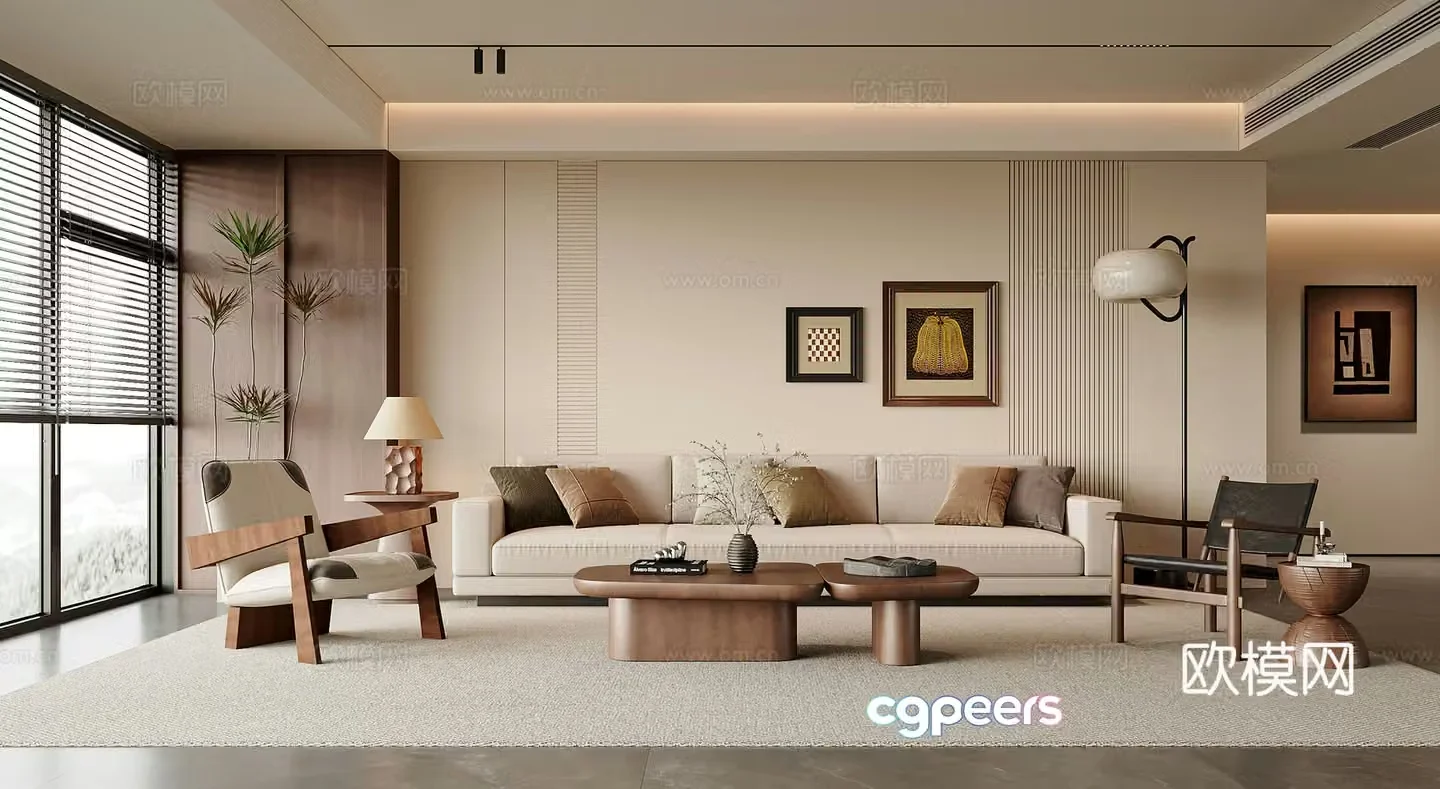 Modern medieval style living room sofa and coffee table combination medieval style coffee table leisure chair pier hanging painting 3D model