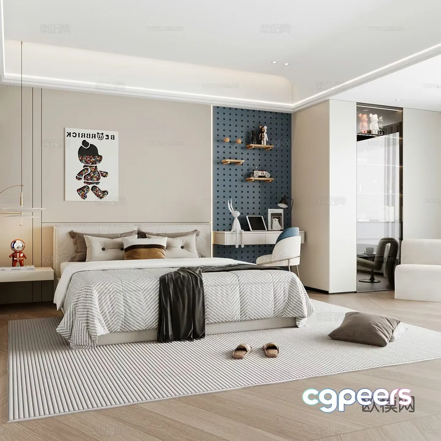 Modern children’s room boy’s room girl’s room children’s bed children’s wardrobe children’s desk 3d model
