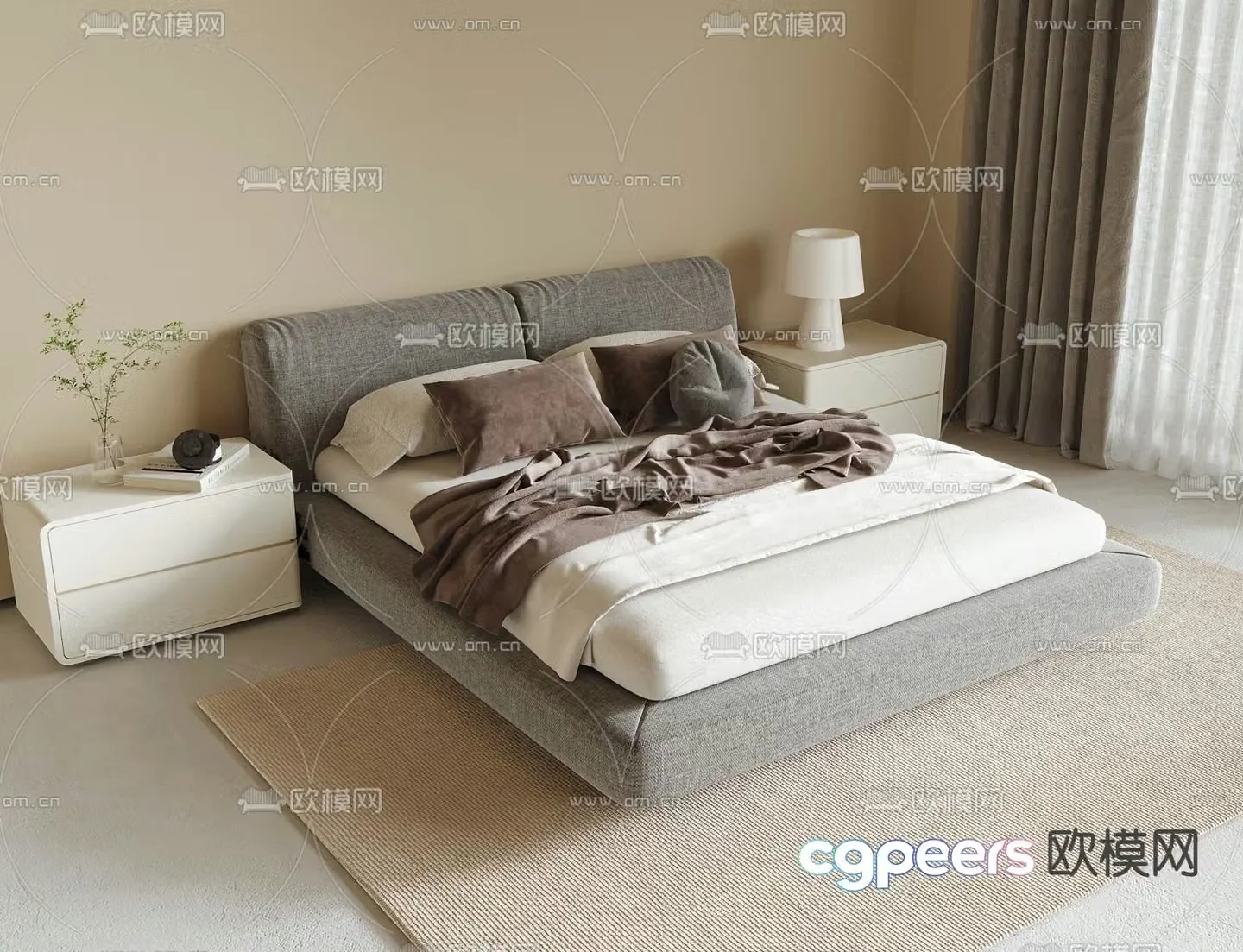 Modern double bed 3d model