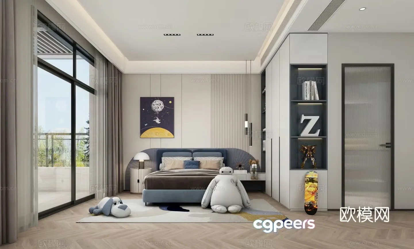 Modern boy room 3d model