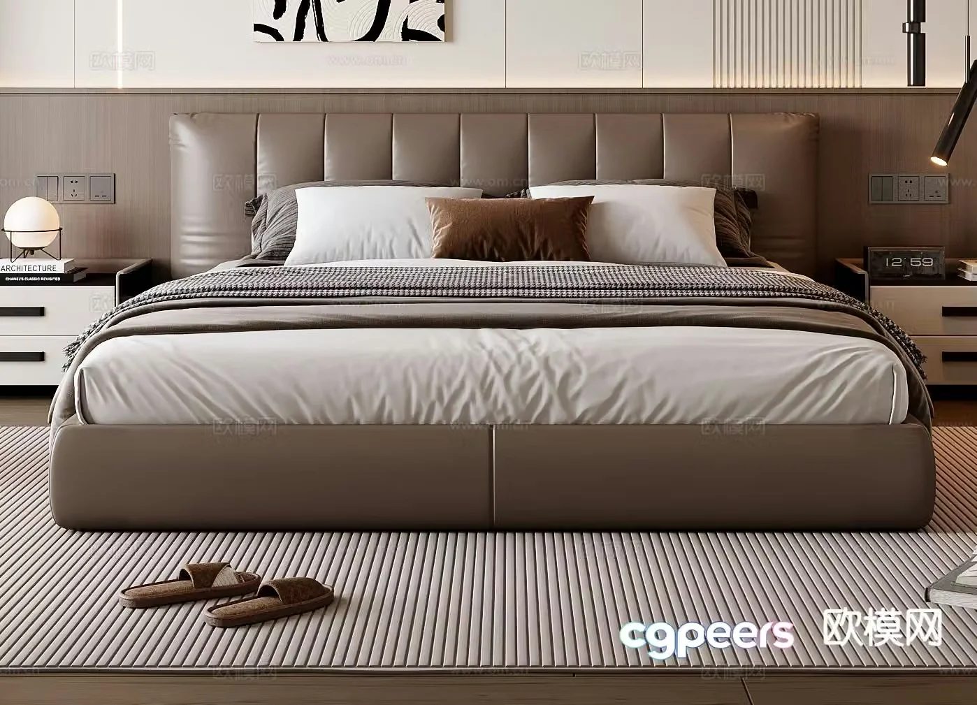 Italian double bed 3d model