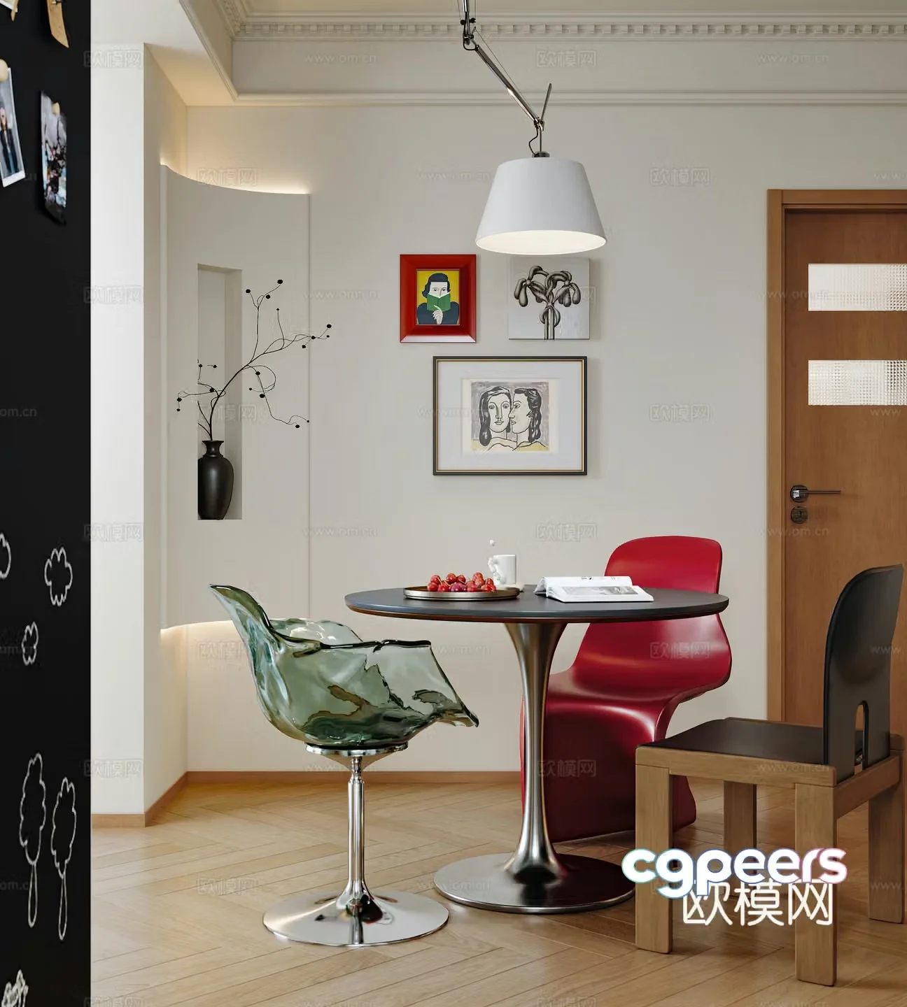 Bauhaus Restaurant Modern Bauhaus Restaurant Bauhaus Round Dining Table Bauhaus Chandelier Modern Arc 3D Model