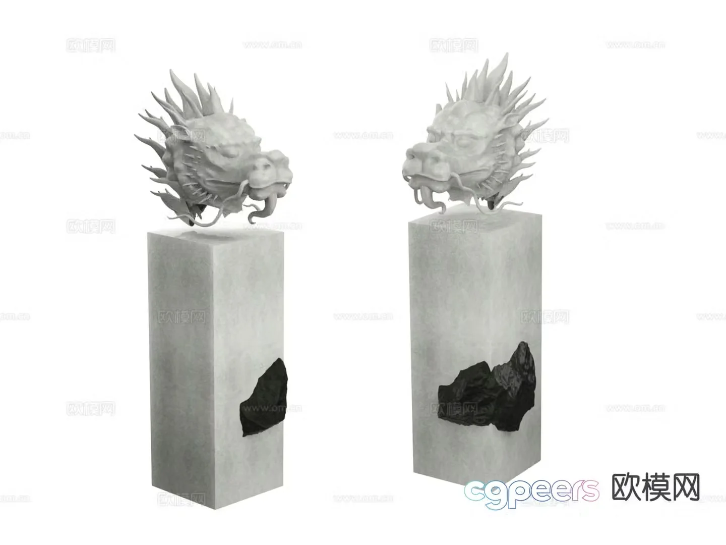 Dragon head sculpture Shenlong ornaments 3D model