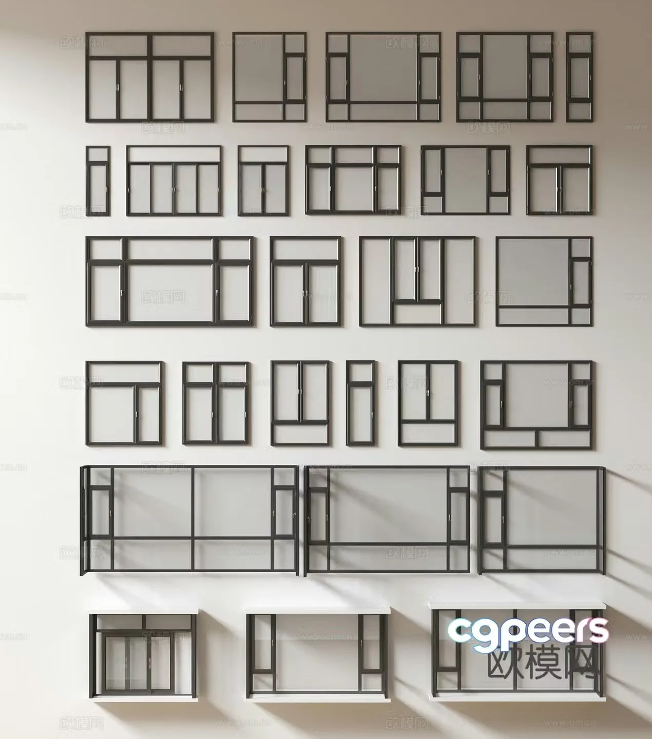 Modern window combination window glass window floor-to-ceiling window balcony window bay window bedroom window sliding window 3D model