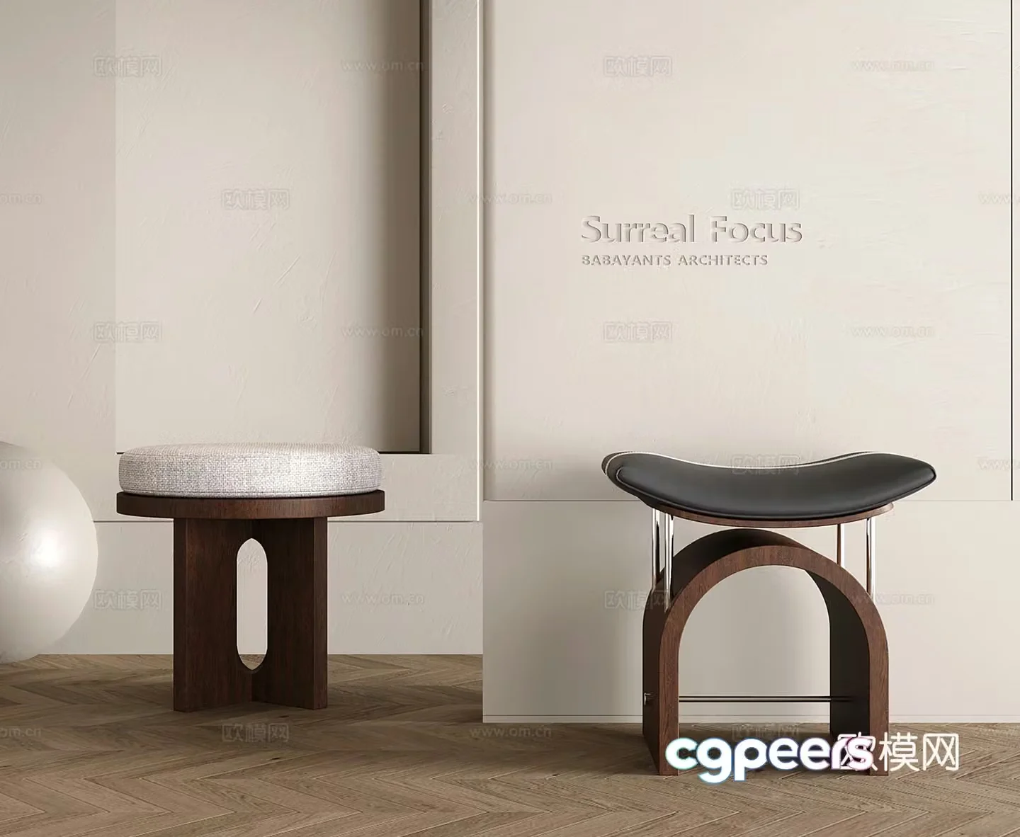 Middle-aged low stool wooden stool sofa stool 3d model