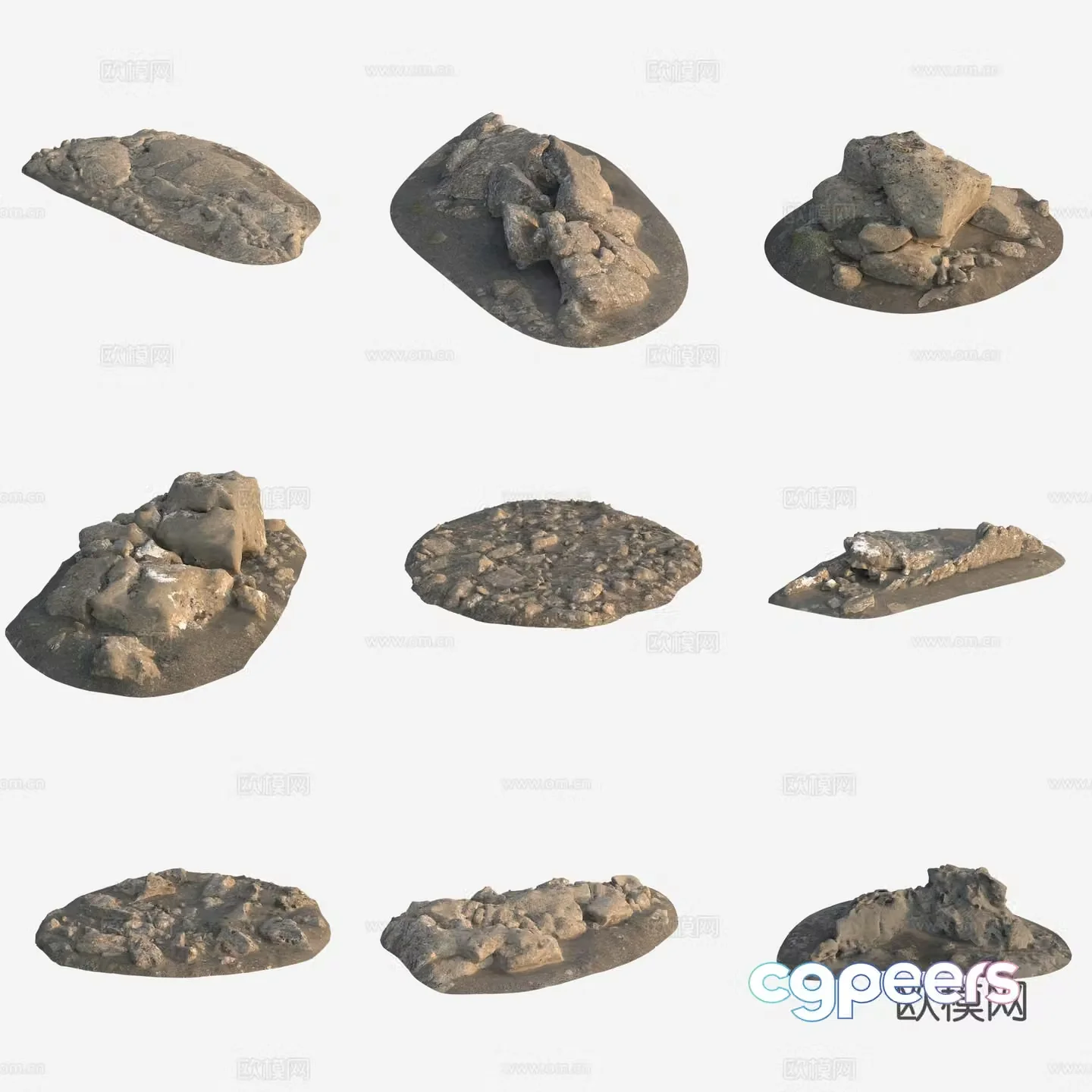 Rock volcanic stone large stone pile 3d model