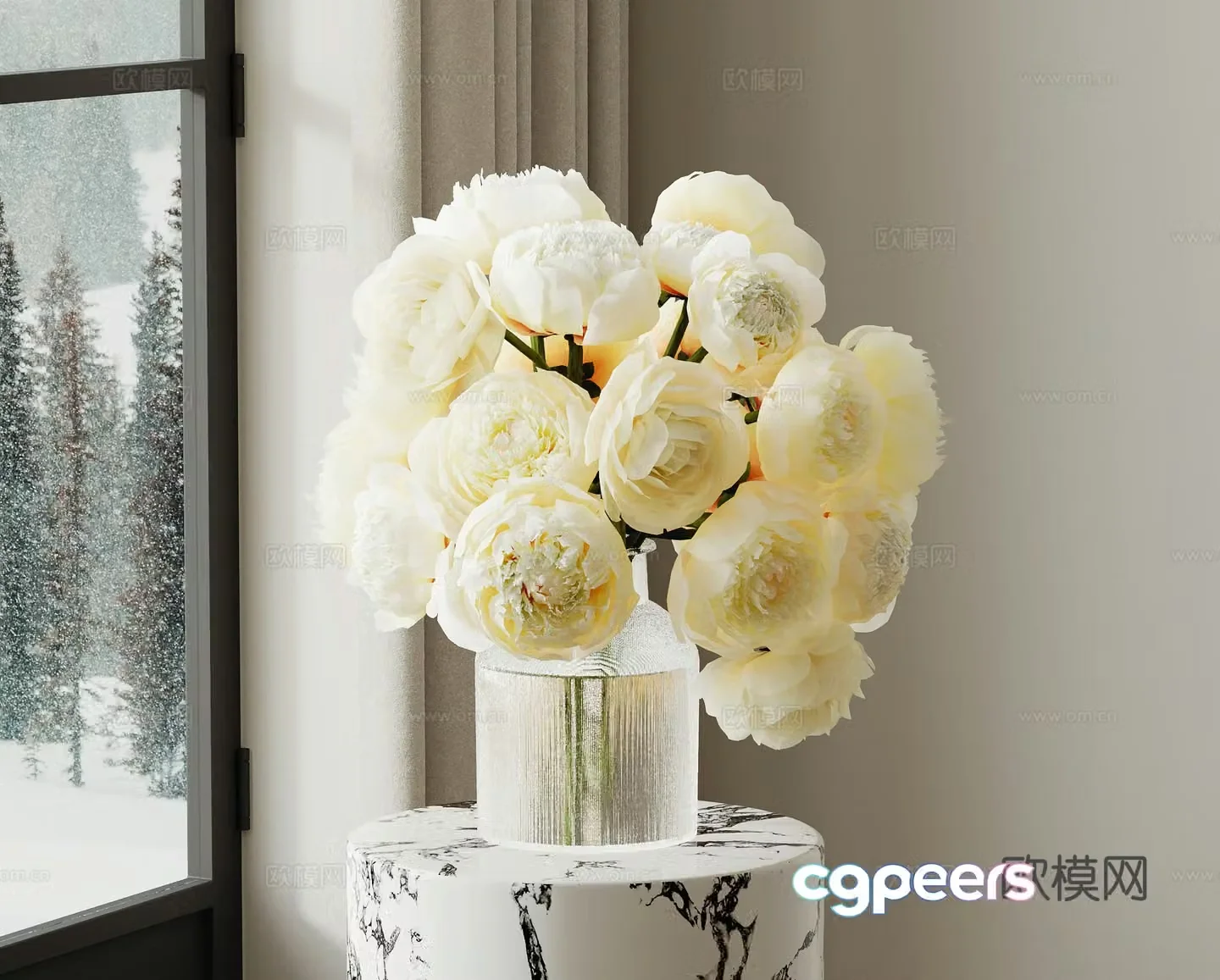 vase floral arrangement flower arrangement 3d model