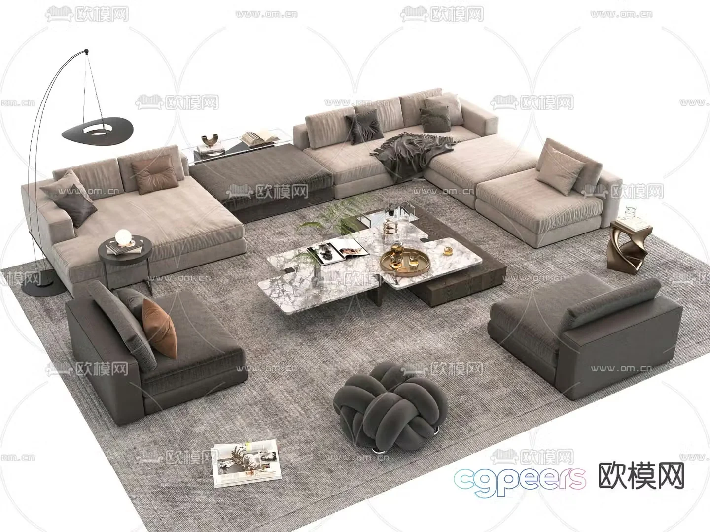 Minotti modern sofa set 3d model