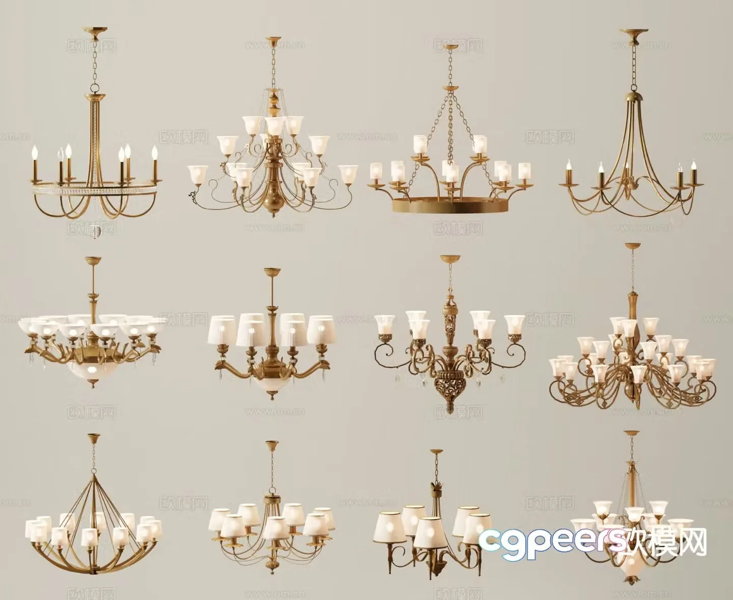 American chandelier multi-head chandelier candlestick chandelier 3D model