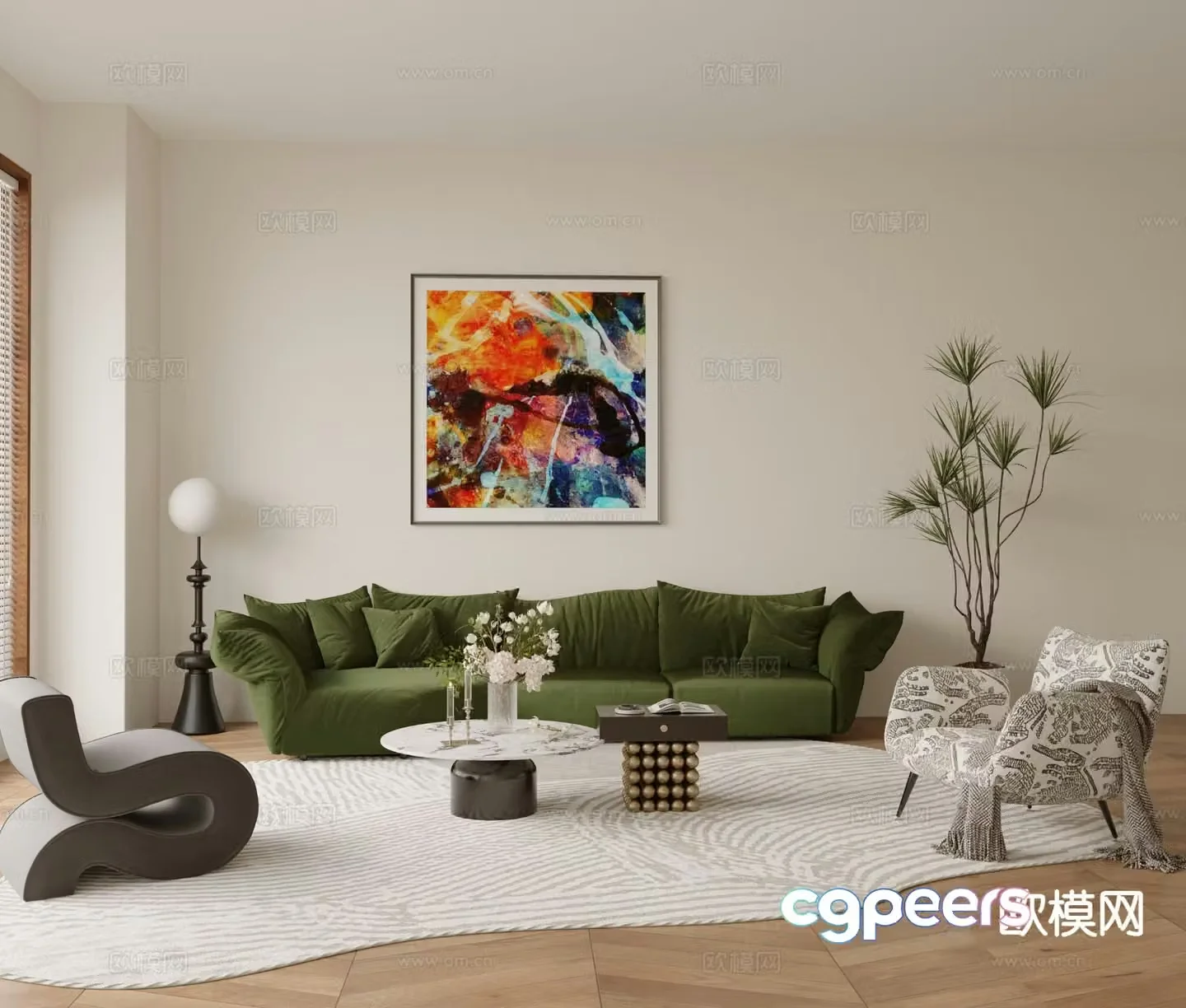 French sectional sofa 3d model