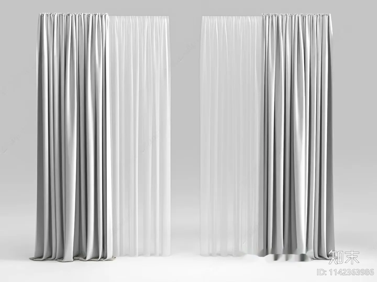 A White Curtain 3D Model – 2250 – VRAY Render