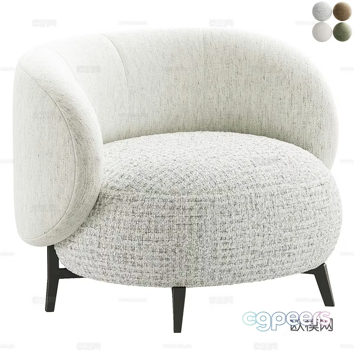 Modern Italian cream style fabric sofa chair 3d model