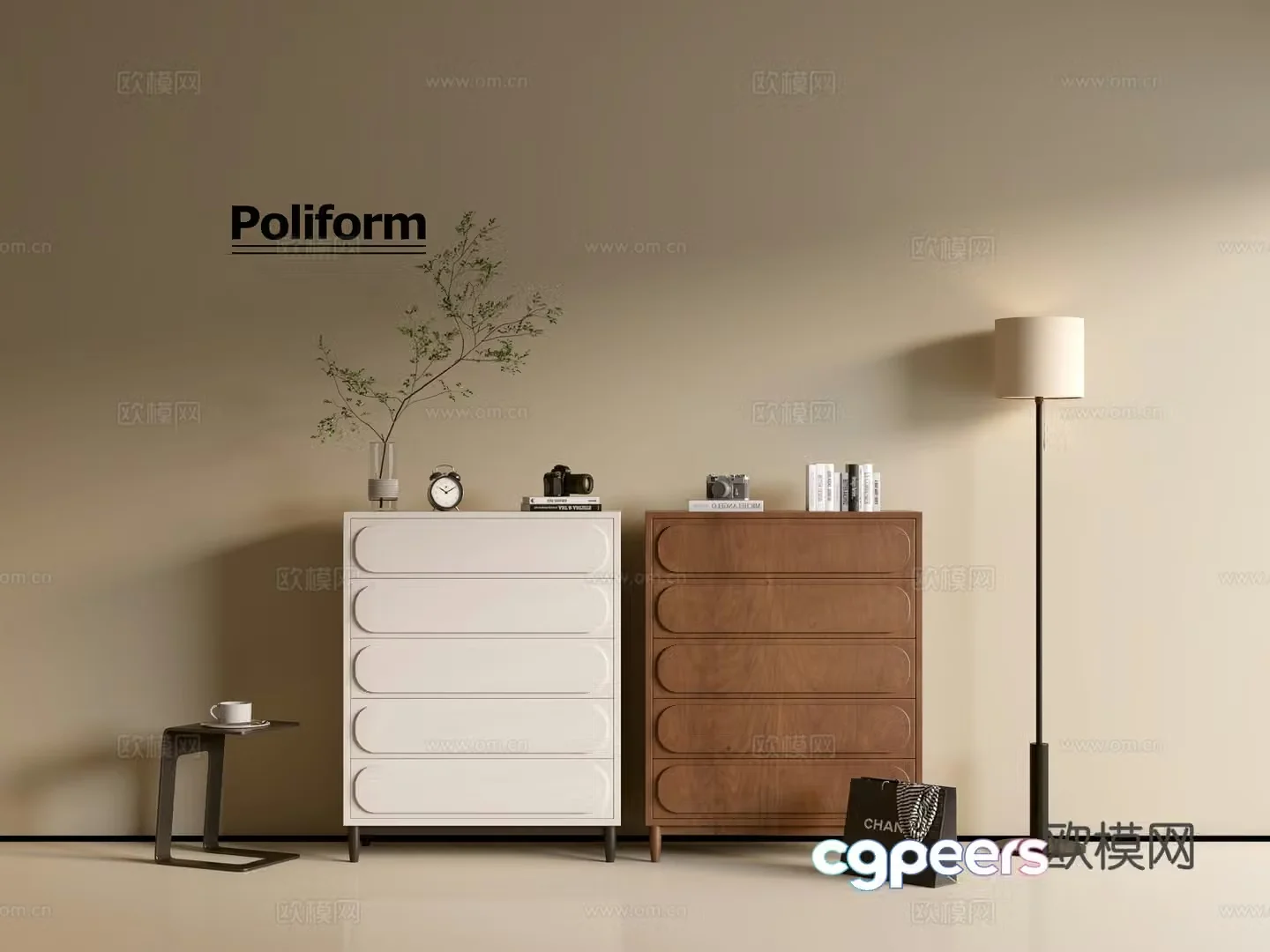 Modern wood grain cabinet ins wind minimalist wind cabinet whole cabinet sideboard balcony cabinet storage 3D model