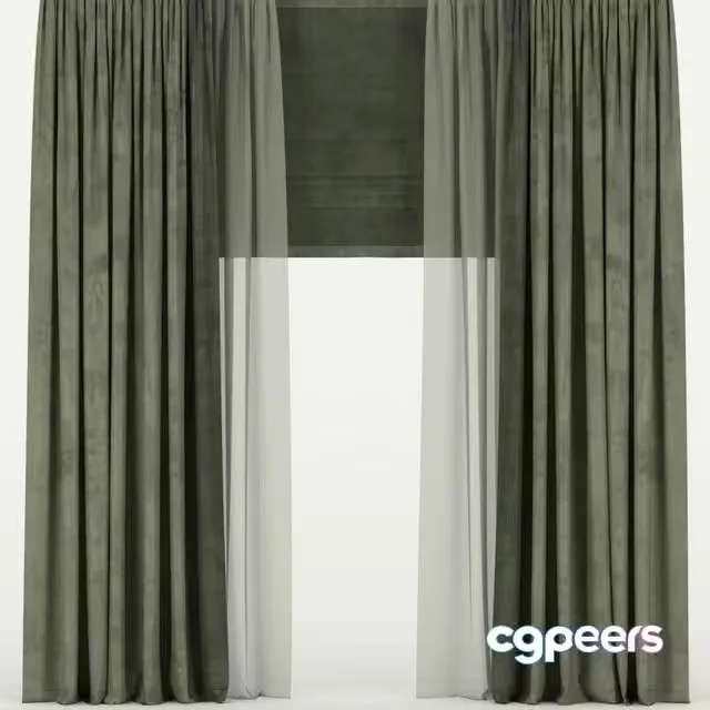 3ds Max Free – Brown curtains with tulle and roman blinds