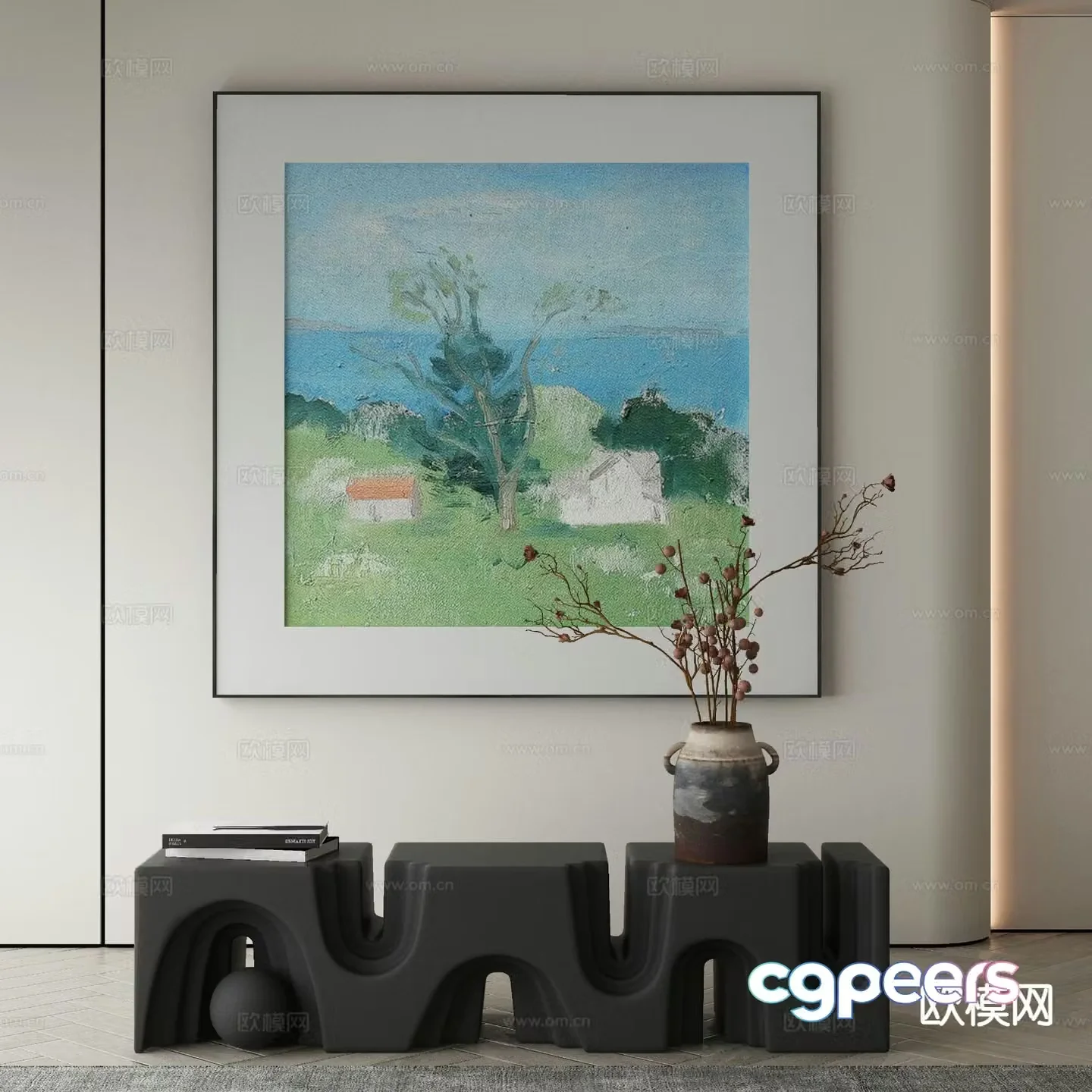 Modern decorative painting landscape oil painting 3d model