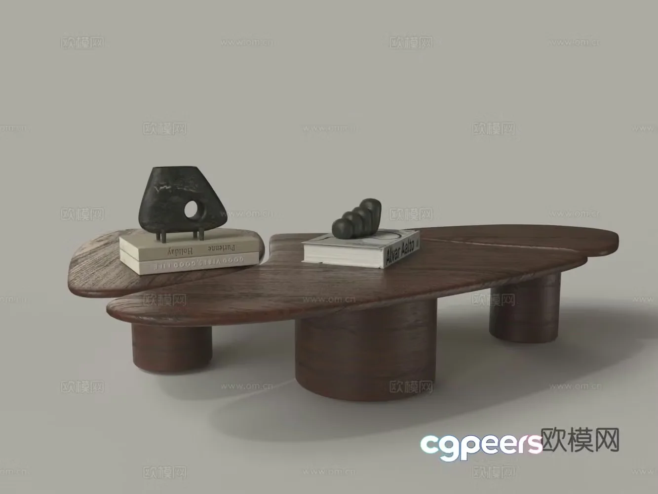 Chinese mahogany irregular living room coffee table 3D model