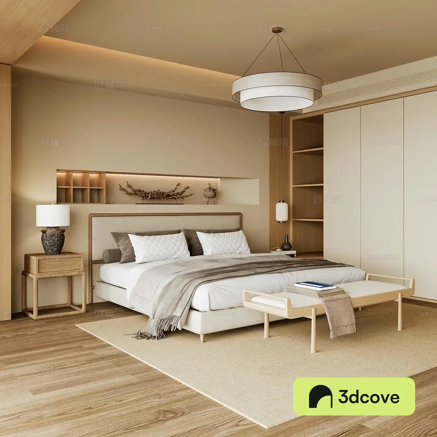 New Chinese style home bedroom Song family aesthetic bedroom Song style bedroom New Chinese style double bed New Chinese