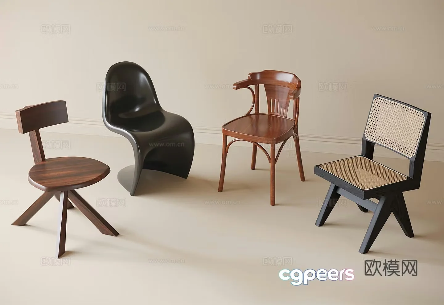 Modern single chair dining chair tea chair book chair 3d model