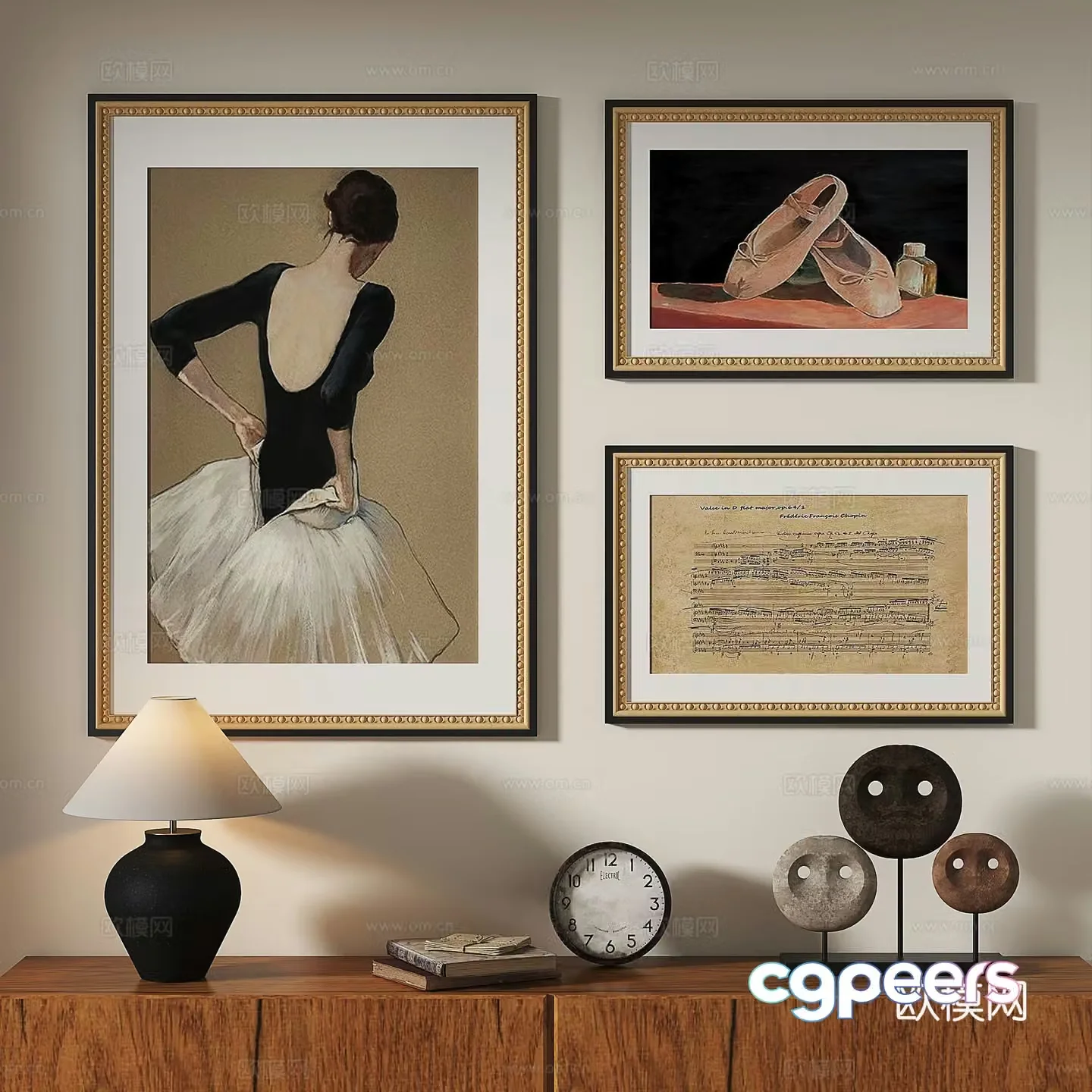 French retro European classical medieval decorative painting 3d model