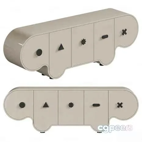 A Beige Furniture Piece With A Unique Design 3D Model – 4577 – VRAY Render