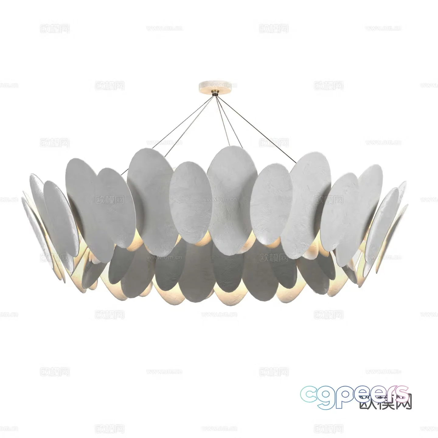 New Chinese style wali chandelier 3D model