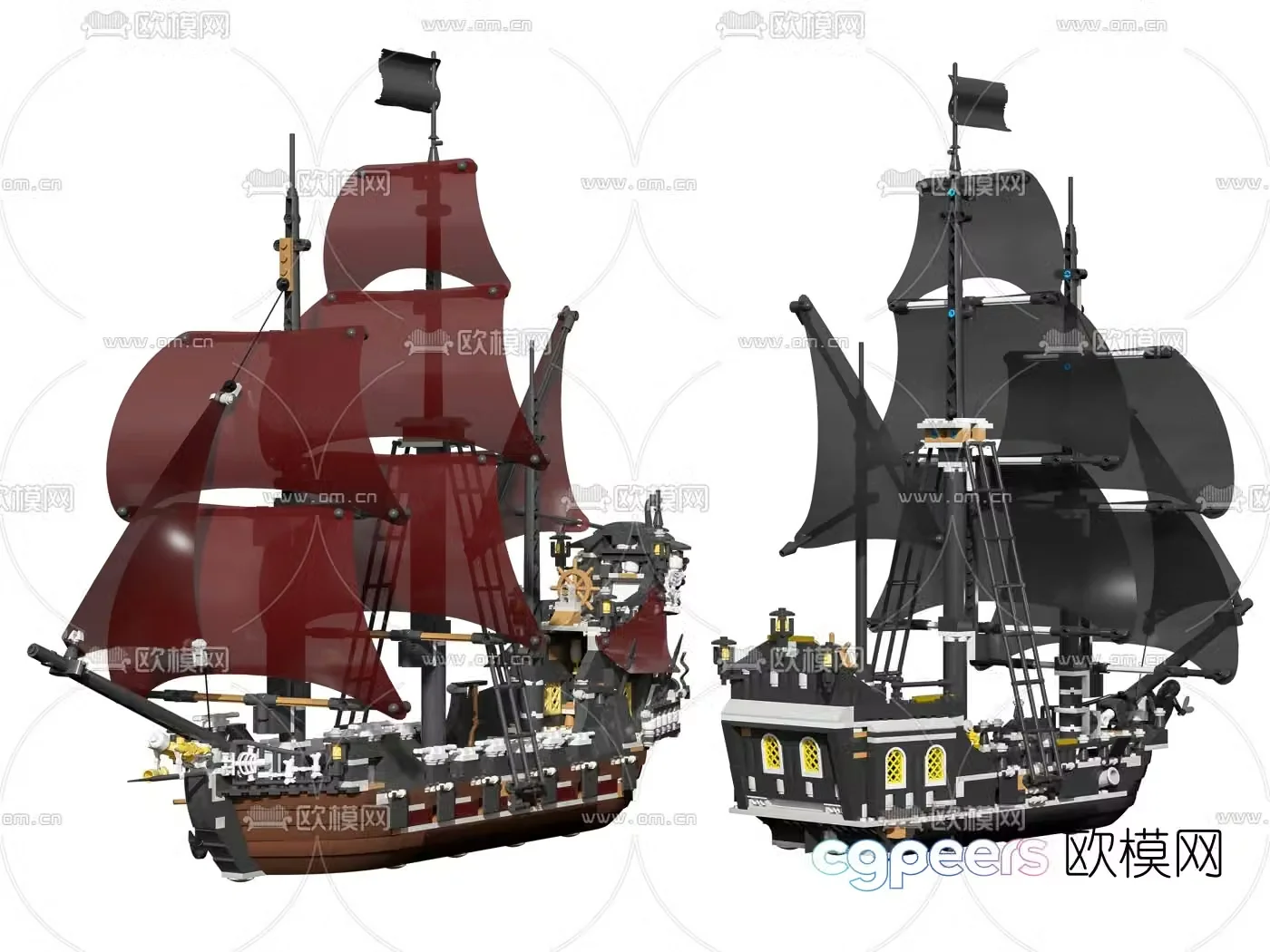 Modern lego sailboat toy 3d model