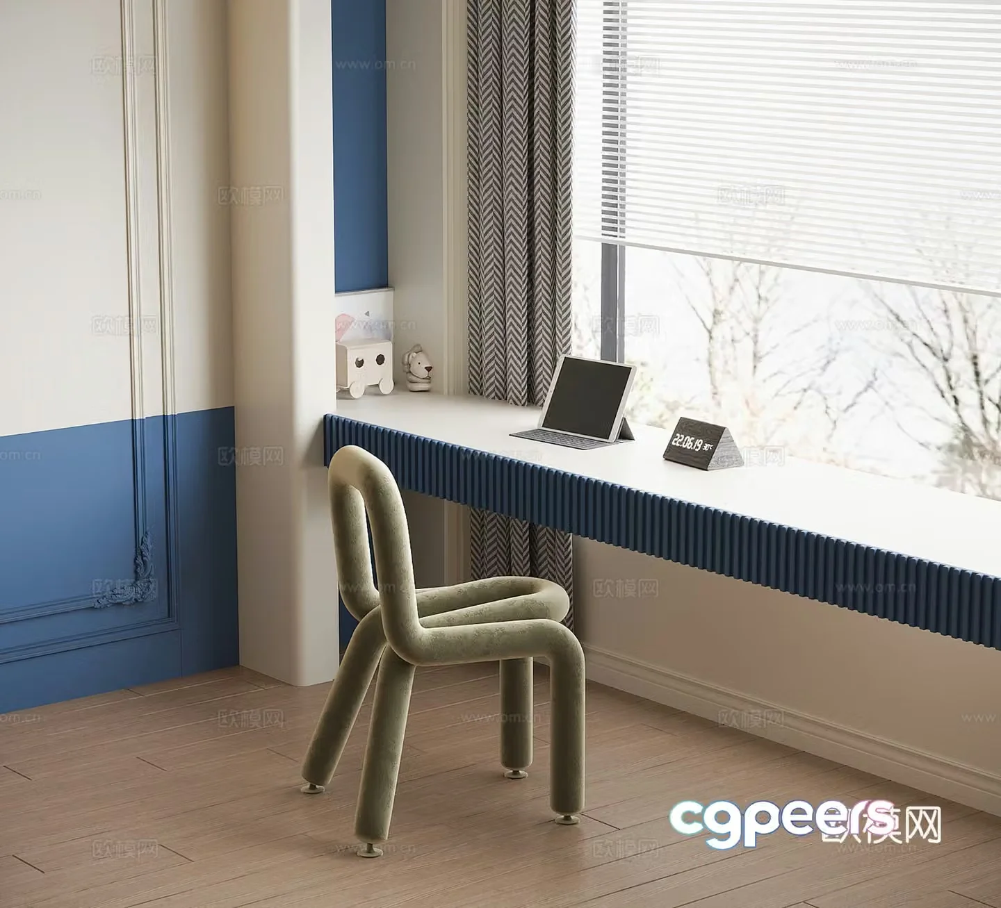 Modern children’s desk and chair 3d model