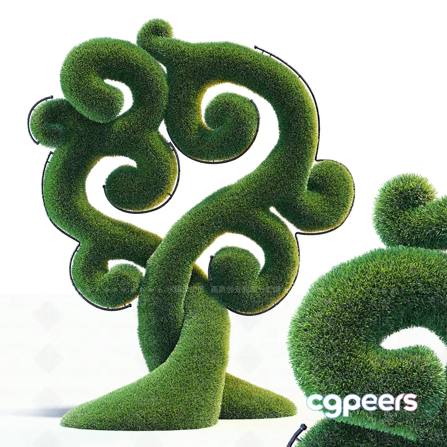 A Green Grassy Sculpture 3D Model – 9070 – VRAY Render
