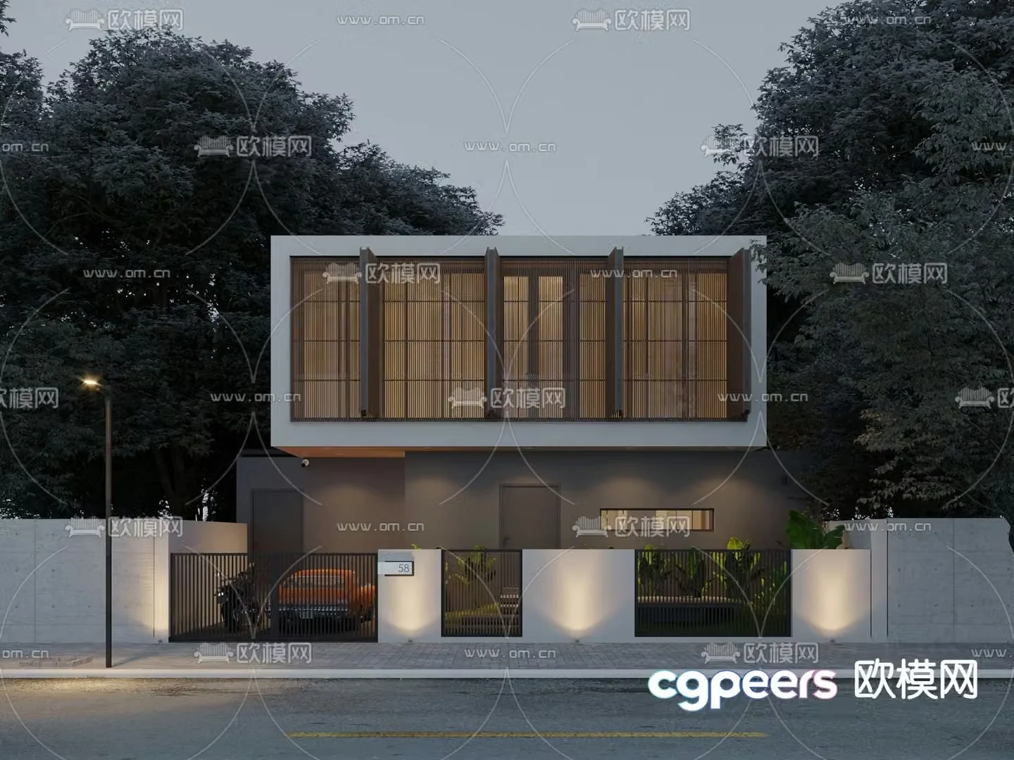 Modern single-family villa exterior 3d model