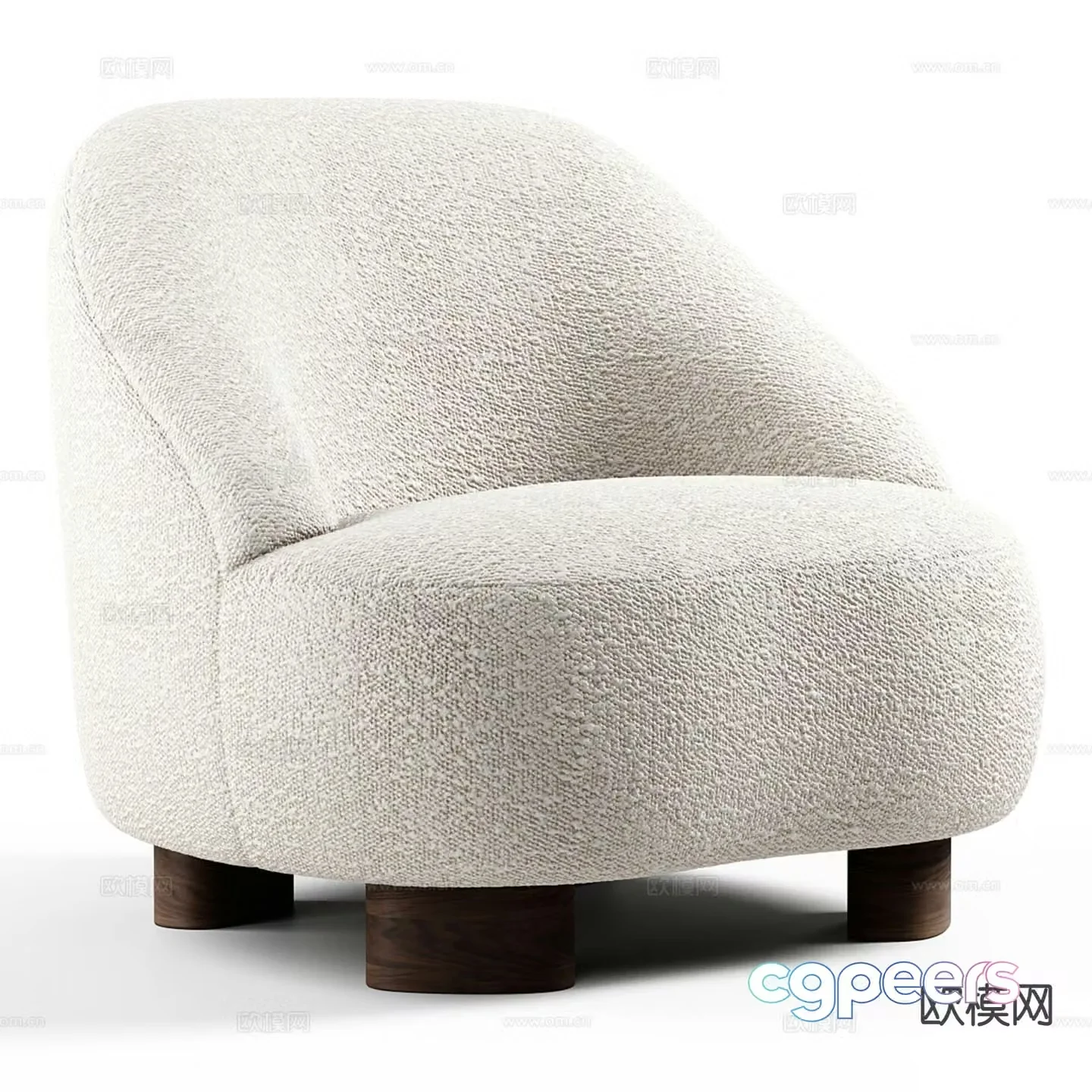 Cream style leisure sofa single sofa 3d model