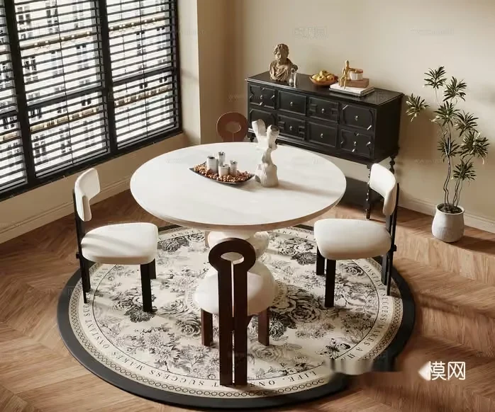 A Round Dining Table 3D Model – 6422 – VRAY Render