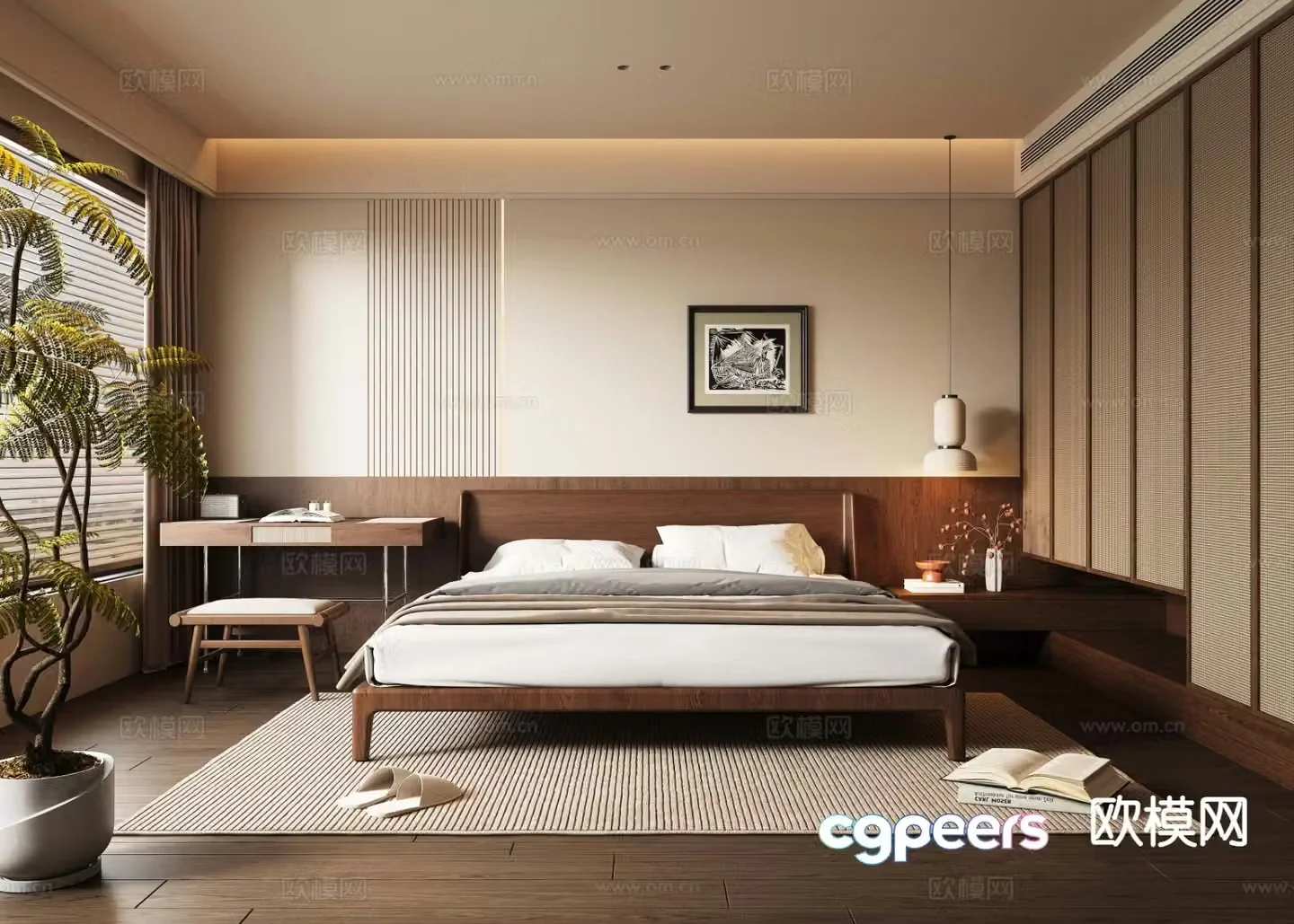 Wabi-sabi antique style bedroom master bedroom 3d model