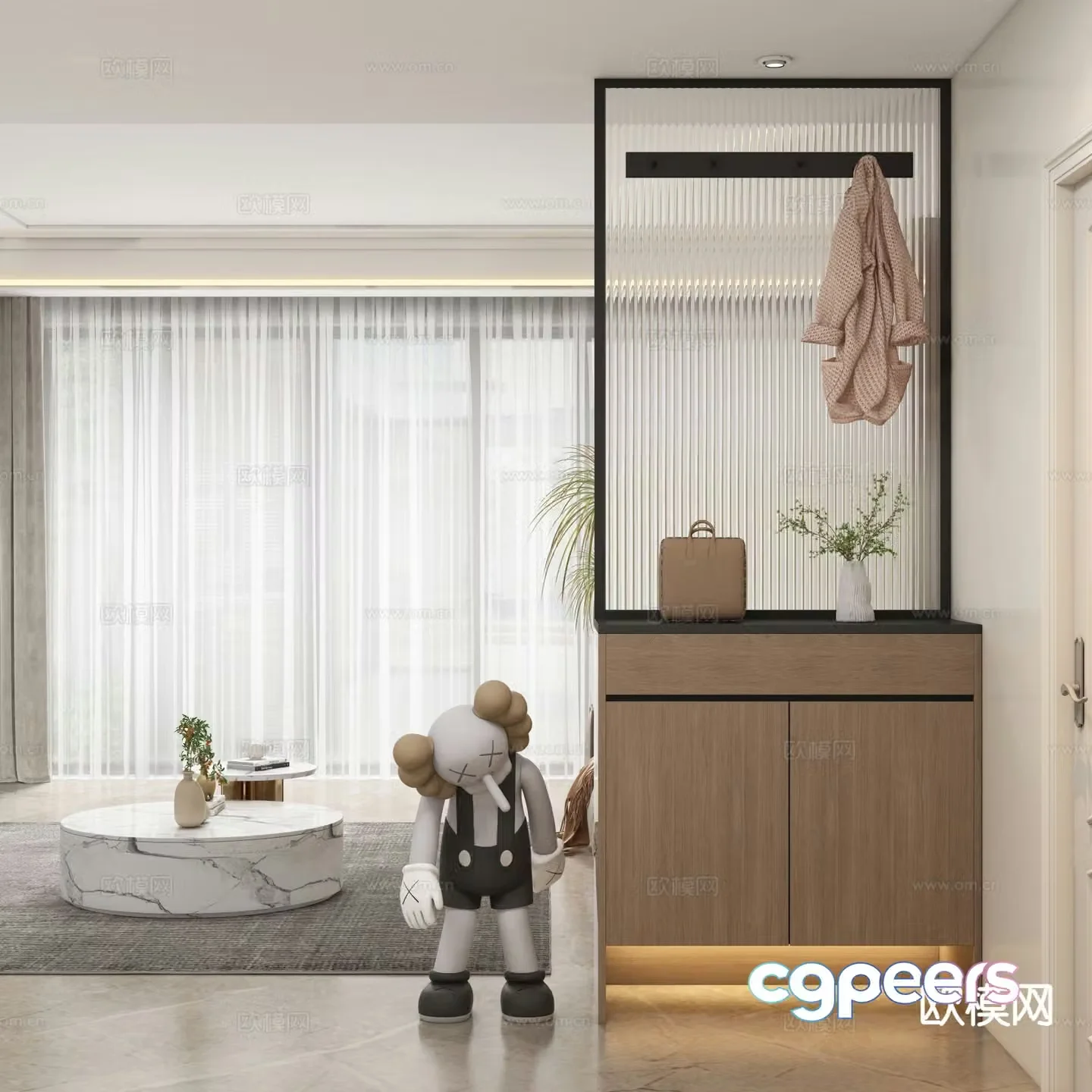 Modern entrance cabinet partition cabinet 3d model