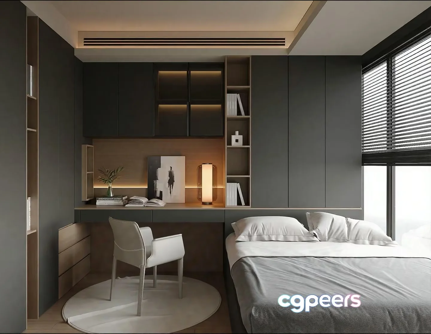 Modern Minimalist Bedroom 3D Model – 3562 – VRAY Render