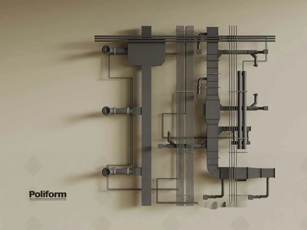 A Technical Drawing Of A Poliform Product Likely A Piece Of Furniture 3D Model – 22759 – VRAY Render