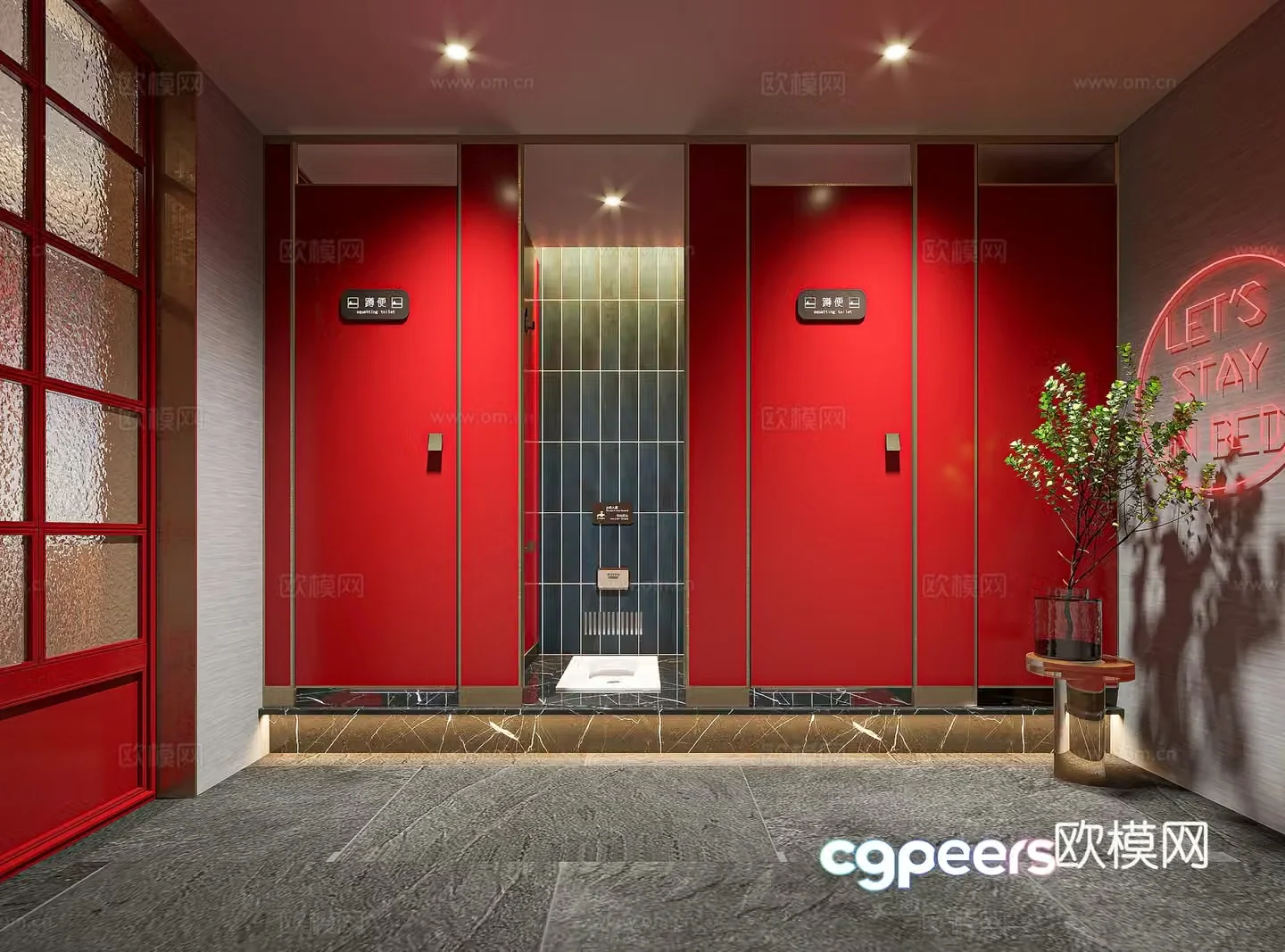 Modern public bathroom Shopping mall bathroom Restaurant bathroom Squatting school bathroom 3D model
