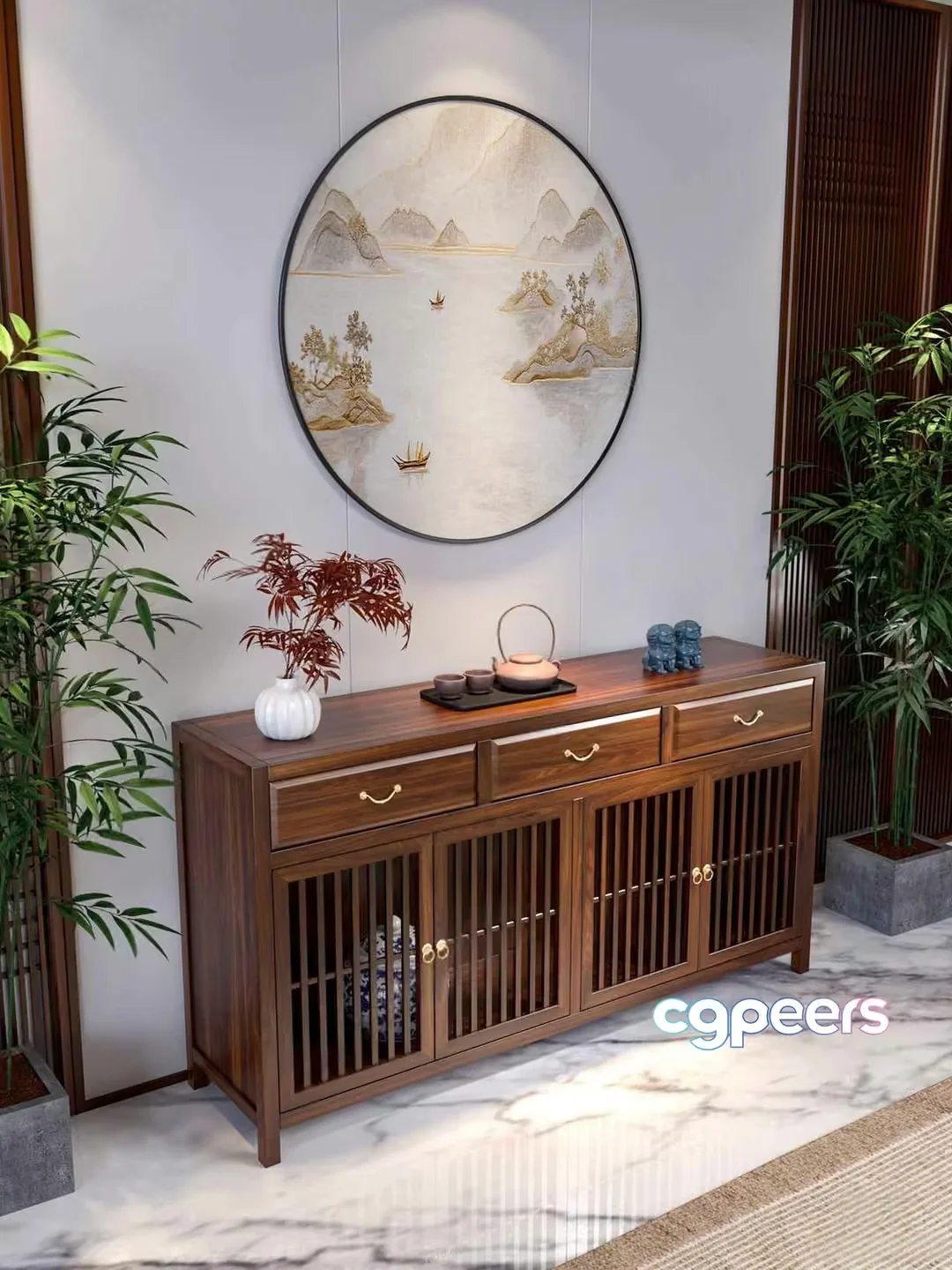 Traditional Asian-Inspired Decor 3D Model – 3520 – VRAY Render