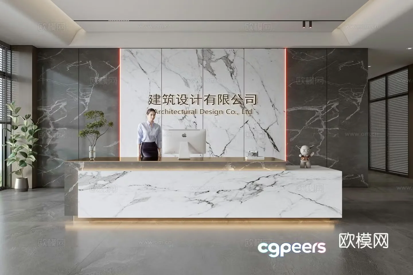 Company front desk reception 3d model