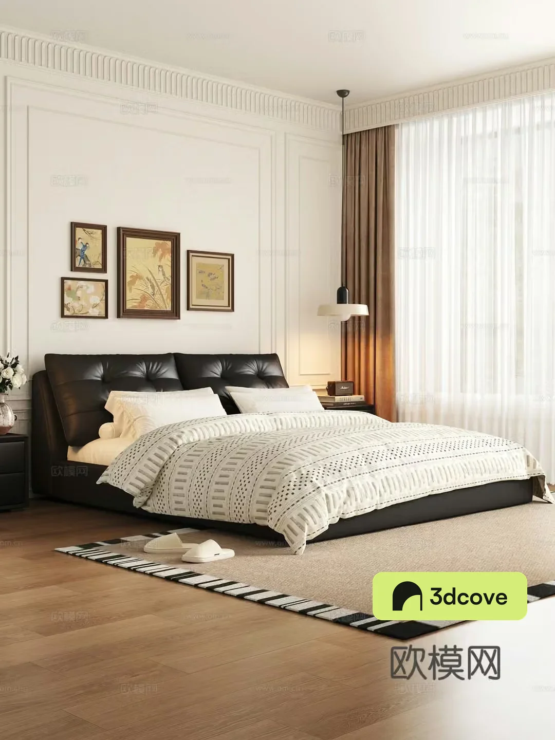 Modern medieval style bedroom double bed