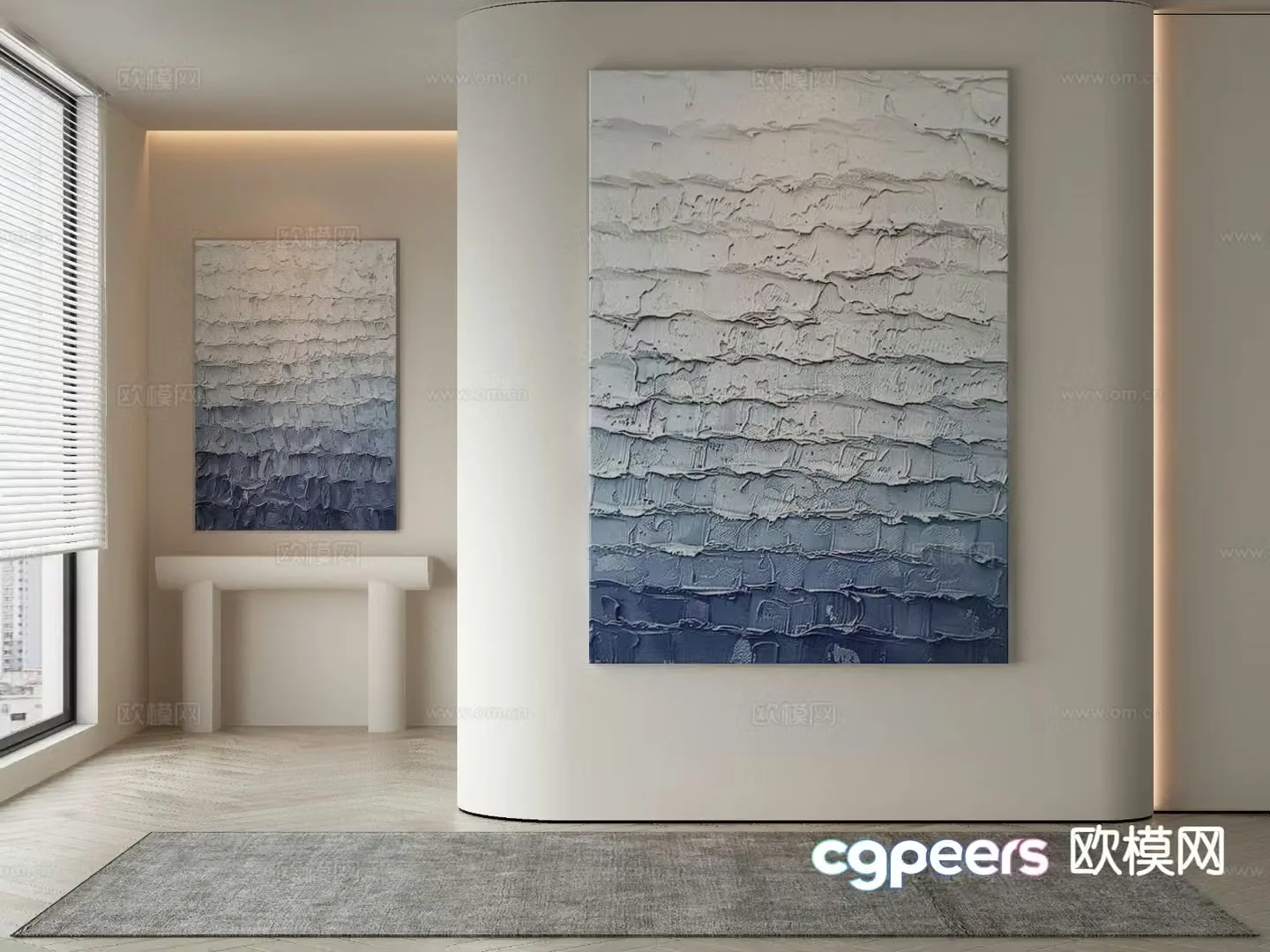 Modern decorative painting gradient color hanging painting 3d model