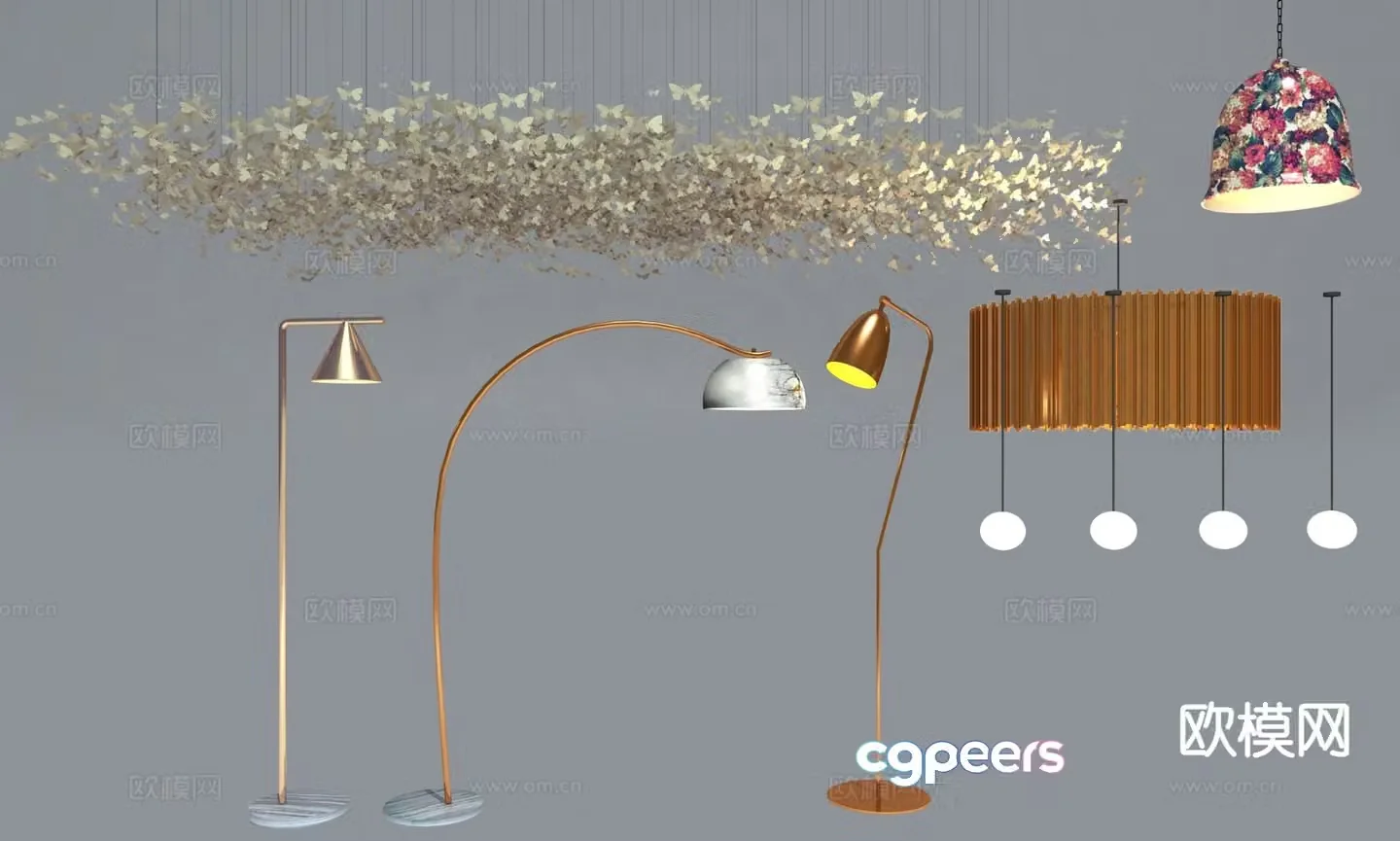Modern chandelier floor lamp artistic lamp 3d model