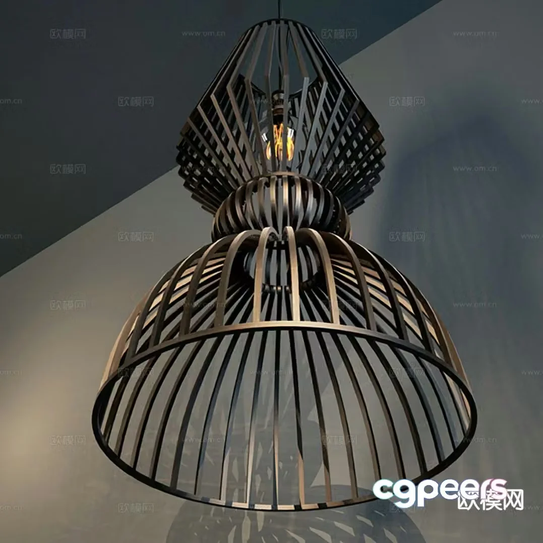 Modern metal chandelier 3d model