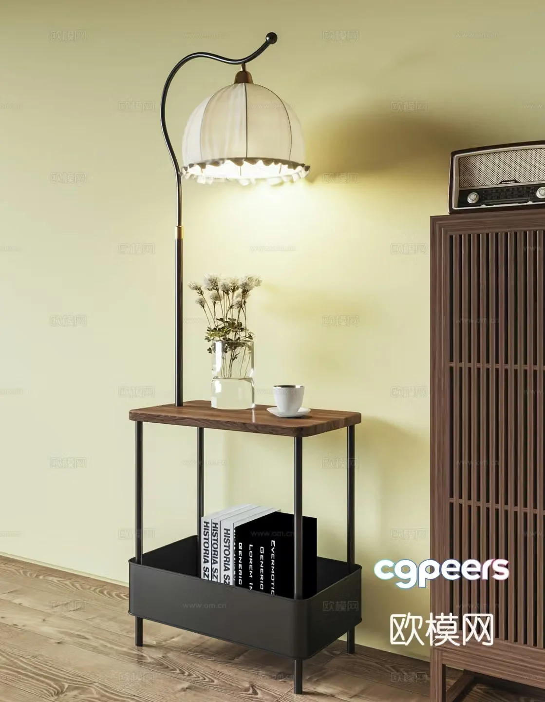 3D model of floor lamp in the middle edge