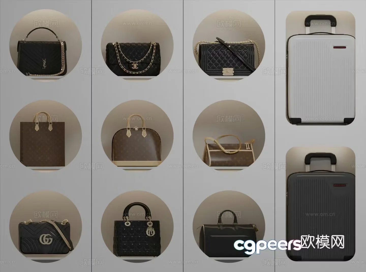 Modern handbag leather bag bag travel case 3d model